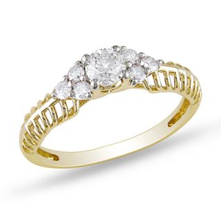 CT. T.W. Diamond Ribbed Shank Ring in 10K Gold   Zales