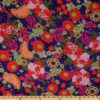 54'' Wide Silk Chiffon Floral Multi/Purple Fabric By The Yard