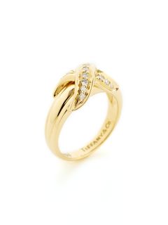 Tiffany & Co. Ca. 1990 Gold & Diamond "X" Ring by Tiffany & Co.