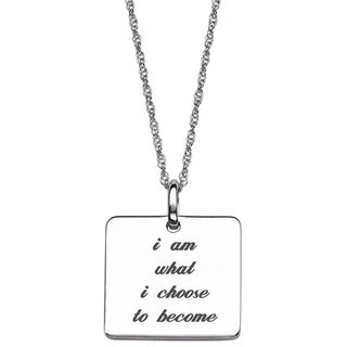 Sterling Silver Life Sentiment Square Tag Necklace Sterling Silver Necklaces