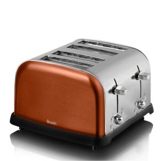 Swan Metallic 4 Slice Toaster   Copper      Homeware