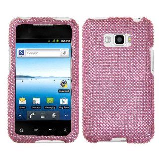 Aimo LGLS696HPCDMS004NP Dazzling Diamante Bling Case for LG Optimus Elite LS696   Retail Packaging   Pink Cell Phones & Accessories