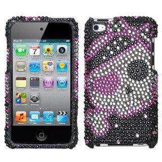 Black Pink Silver Cute Pirate Skull Full Diamond Bling Snap on Design Hard Case Faceplate for Apple Ipod Touch 4g 4th Generation   Players & Accessories