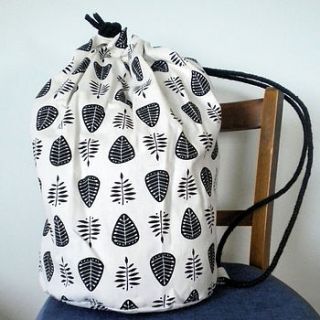 leaf pattern drawstring bag by gail kelly designs