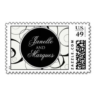 Black and White Monogram Postage Stamp