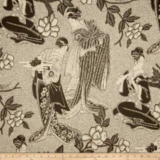 Alexander Henry Indochine Woodcut Geisha Sepia Fabric