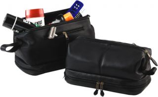 Royce Leather Toiletry Bag with Zippered Bottom 260 3   Black Leather