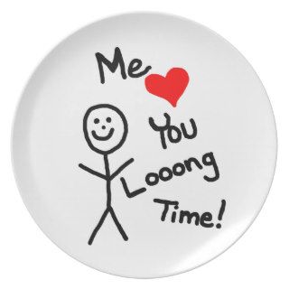 Me Loves You Stick Person Cartoon Party Plate