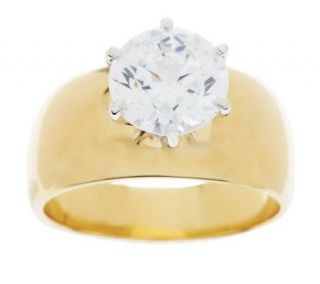 Diamonique Sterling or 14K Gold Clad 3 ct Round Wide Band Ring —