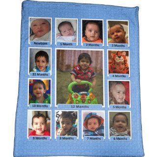 Baby's First Year Photo Collage Plush Fleece Blanket   Throw Blankets