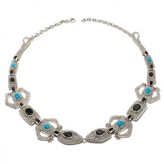 Nicky Butler Onyx and Turquoise Sterling Silver "Lizard" Necklace