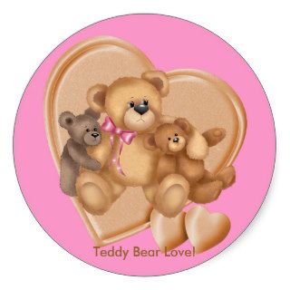 Hearts Teddy Bear Love Round Sticker