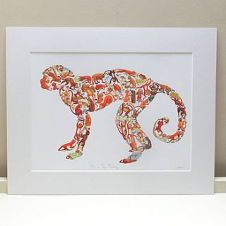 m is for monkey print by louise tate illustration