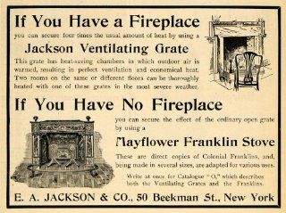 1900 Ad Jackson Ventilating Mayflower Franklin Stove   Original Print Ad  