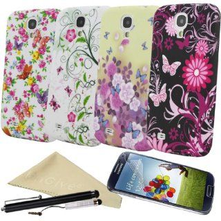 EnGive 4 in 1 Set Four Seasons Series Super Slim Soft TPU Flower Skin Cover Case for Samsung Galaxy S4 SIV I9500 with Free Gifts(Cleaning Cloth, Stylus Pen, Screen Protector) Cell Phones & Accessories