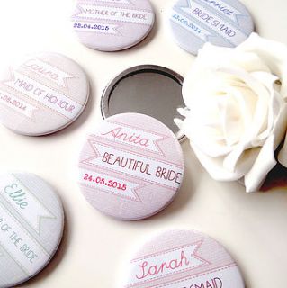 personalised ribbon bridal or hen party mirrors by emily parkes art