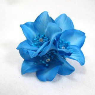 Pool Blue Hair Flower Clip Pin and Pony 3 in 1  Beauty