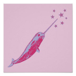 Narwhal pink wall art poster print