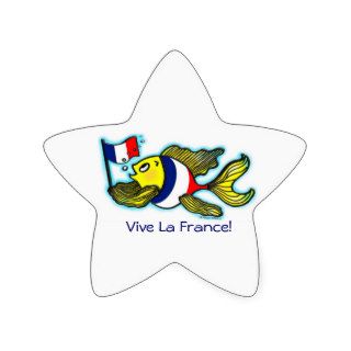 VIVE LA FRANCE French Flag Fish funny cartoon Star Stickers