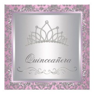 Diamond Tiara Pink Princess Party Invites