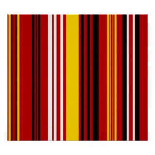 Modern red black yellow and white stripes poster
