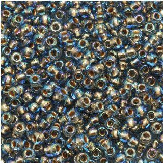 Toho Round Seed Beads 11/0 #997 'Gold Lined Rainbow Lt Sapphire' 8 Gram Tube