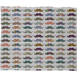 DENY Designs Bianca Green Mustache Mania Fleece Throw Blanket, 60 by 50 Inch  