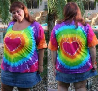 Tie Dye Heart Scoop Neck T Shirt by BBW Boutique