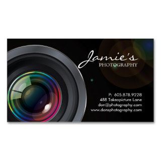 Photographer Business Card Modern Black Spotlight