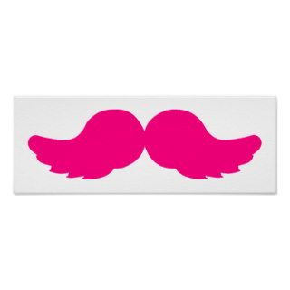 Pink Bushy Mustache Moustache Funny Angel Wings Poster