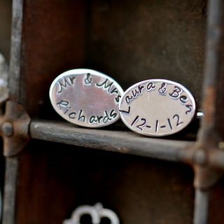 personalised mr and mrs cufflinks by joulberry