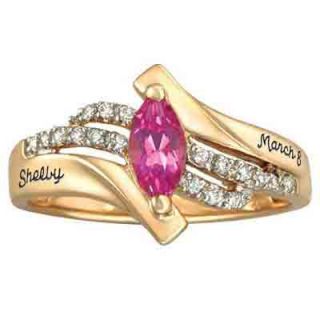 10K Gold Simulated Birthstone and Cubic Zirconia Dawning Ring by
