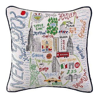 Down Filled New York Regional Vacation Retro 20" x 20" Embroidered Throw Pillow  