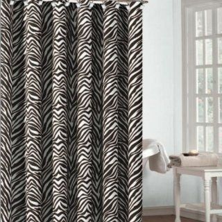Zeek Chocolate Brown & White Zebra Print Fabric Shower Curtain   Brown And White Curtains