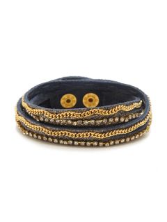 Metallic Blue & Gold Chain Bracelet by Presh