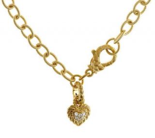 Judith Ripka Sterling 14K Gold Clad 20 Necklace with Heart Charm —