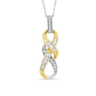 CT. T.W. Baguette and Round Diamond Infinity Pendant in 10K Two