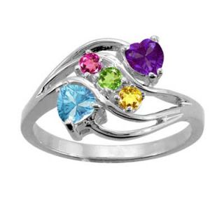 Family Simulated Birthstone Ring in 10K White or Yellow Gold (3 7