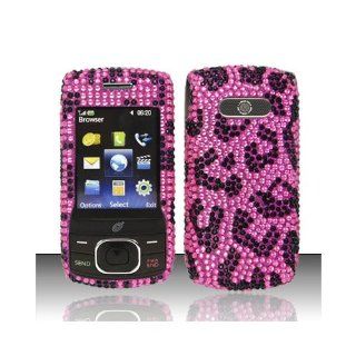 Pink Leopard Bling Gem Jeweled Crystal Cover Case for LG 620G LG620G Cell Phones & Accessories