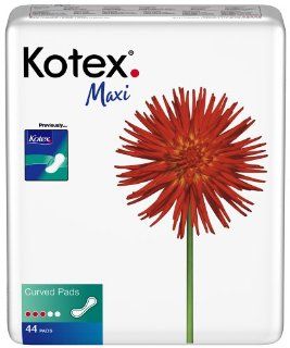 Kotex Curved Maxi Pads, Double Pack, Case of Six 44 Counts (264 Pads) Health & Personal Care