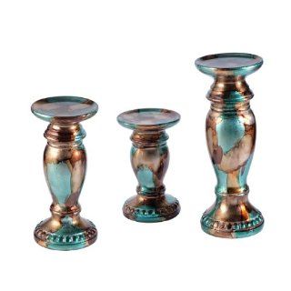 Shop Elements Mottled Ceramic Candle Stands, 6 Inch/8 Inch/10 Inch, Aqua, Set of 3 at the  Home Dcor Store. Find the latest styles with the lowest prices from Elements