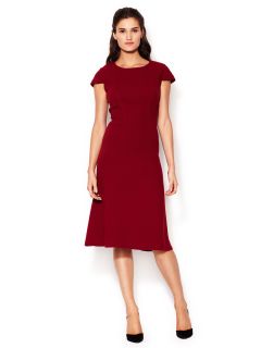 Wool Crepe Cap Sleeve A Line Dress by Carolina Herrera