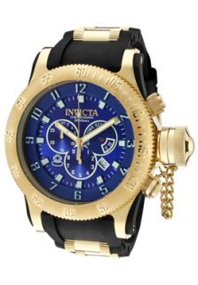 Invicta 10137  Watches,Mens Russian Diver Chronograph Blue Dial Black Polyurethane, Chronograph Invicta Quartz Watches