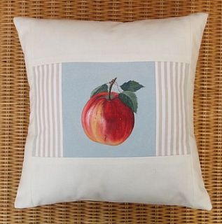 hand painted apple cushion by edwina cooper designs