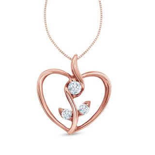 three stone blooming heart pendant in 10k rose gold $ 399 00 add to