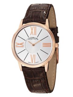 Rose Gold & Brown Leather Watch by Stuhrling Original