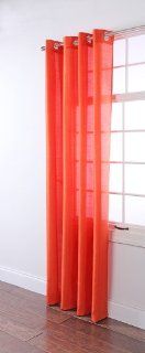 Stylemaster Chelsea Faux Silk Grommet Panel, 56 Inch by 84 Inch, Tangerine   Window Treatment Curtains