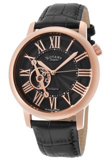 Rotary GLE000020 10  Watches,Rotary Rose gold tone IP stainless steelPlate Automatic Strap Watch with dial opening, Casual Rotary Automatic Watches