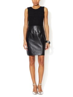 Lace and Leather Sheath Dress by Renvy