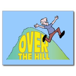 Over The Hill ~ Retirement Birthday Word Play Postcards